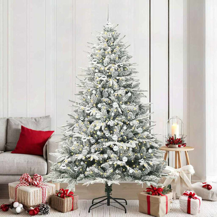 VidaXL sapin de Noël artificiel illuminé avec jeu de boules vert 210 cm