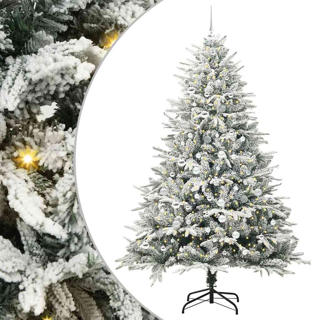 VidaXL sapin de Noël artificiel illuminé avec jeu de boules vert 210 cm