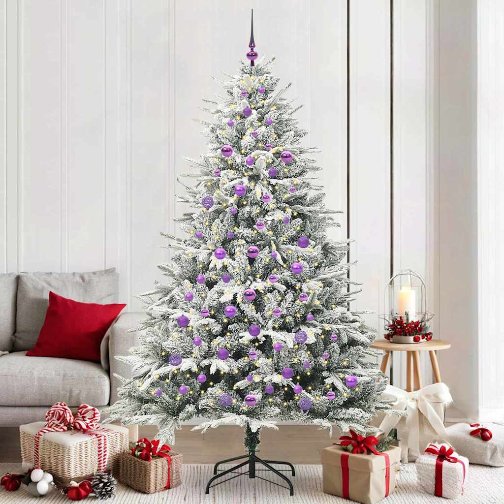 VidaXL sapin de Noël artificiel illuminé avec jeu de boules vert 210 cm