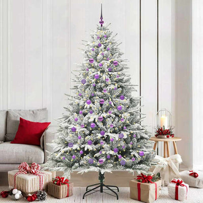 VidaXL sapin de Noël artificiel illuminé avec jeu de boules vert 210 cm