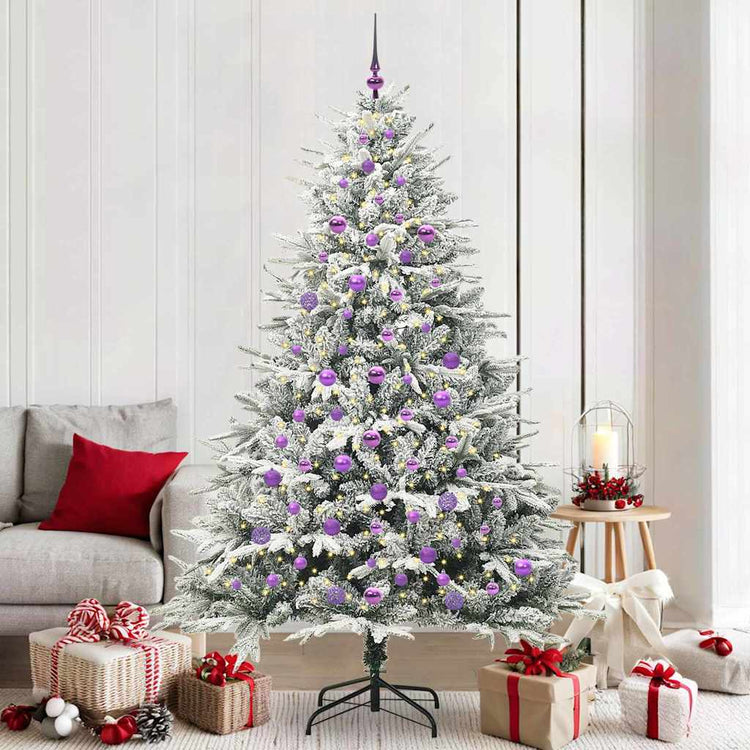 VidaXL sapin de Noël artificiel illuminé avec jeu de boules vert 210 cm