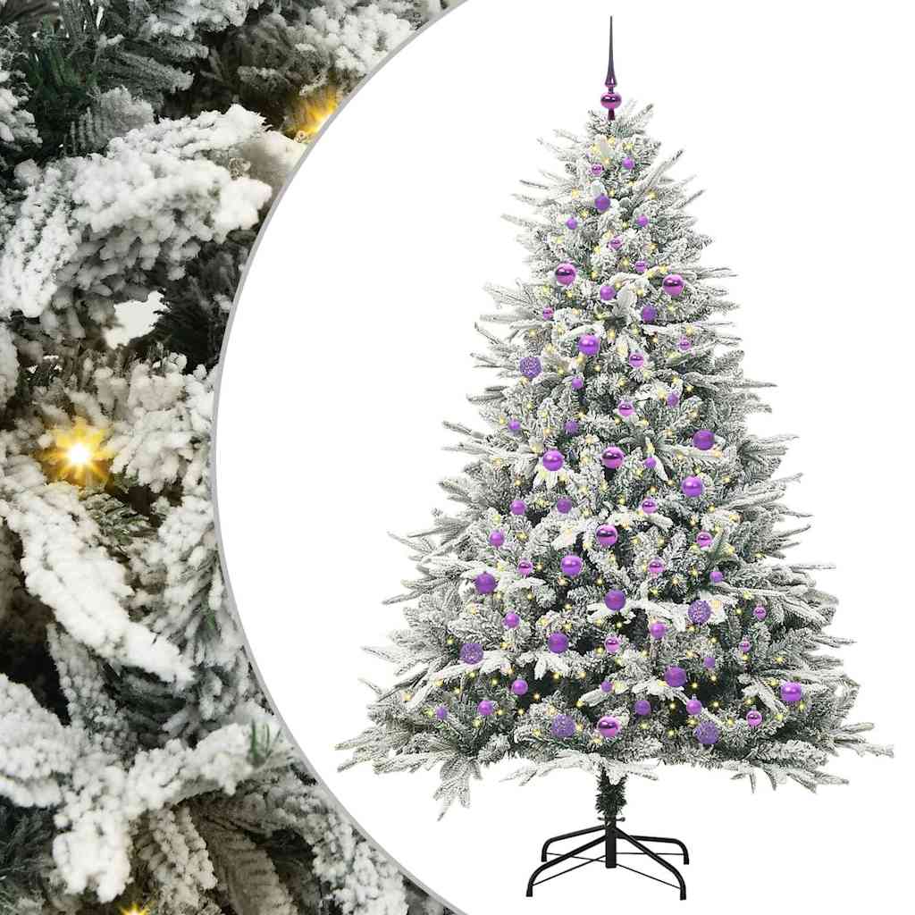 VidaXL sapin de Noël artificiel illuminé avec jeu de boules vert 210 cm