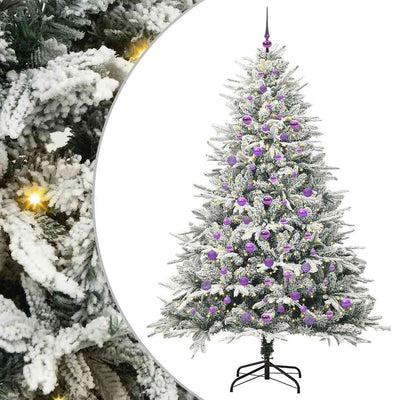 VidaXL sapin de Noël artificiel illuminé avec jeu de boules vert 210 cm