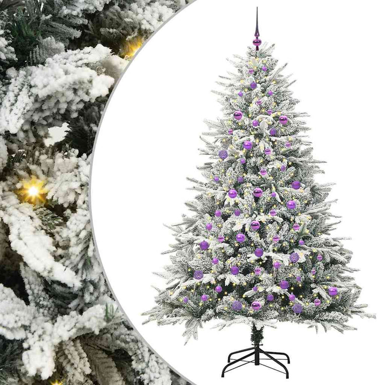 VidaXL sapin de Noël artificiel illuminé avec jeu de boules vert 210 cm
