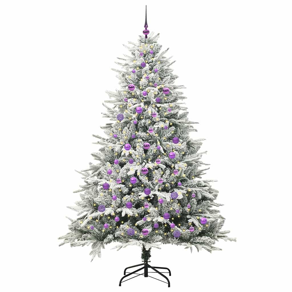 VidaXL sapin de Noël artificiel illuminé avec jeu de boules vert 210 cm