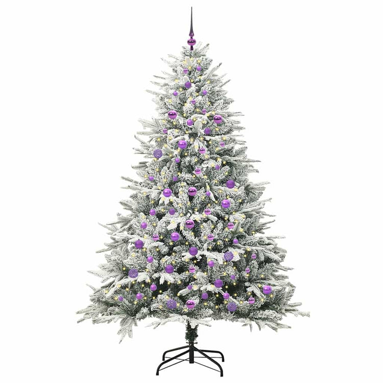 VidaXL sapin de Noël artificiel illuminé avec jeu de boules vert 210 cm