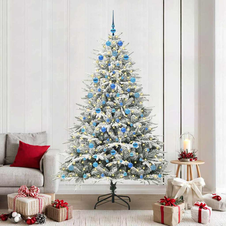 VidaXL sapin de Noël artificiel illuminé avec jeu de boules vert 210 cm