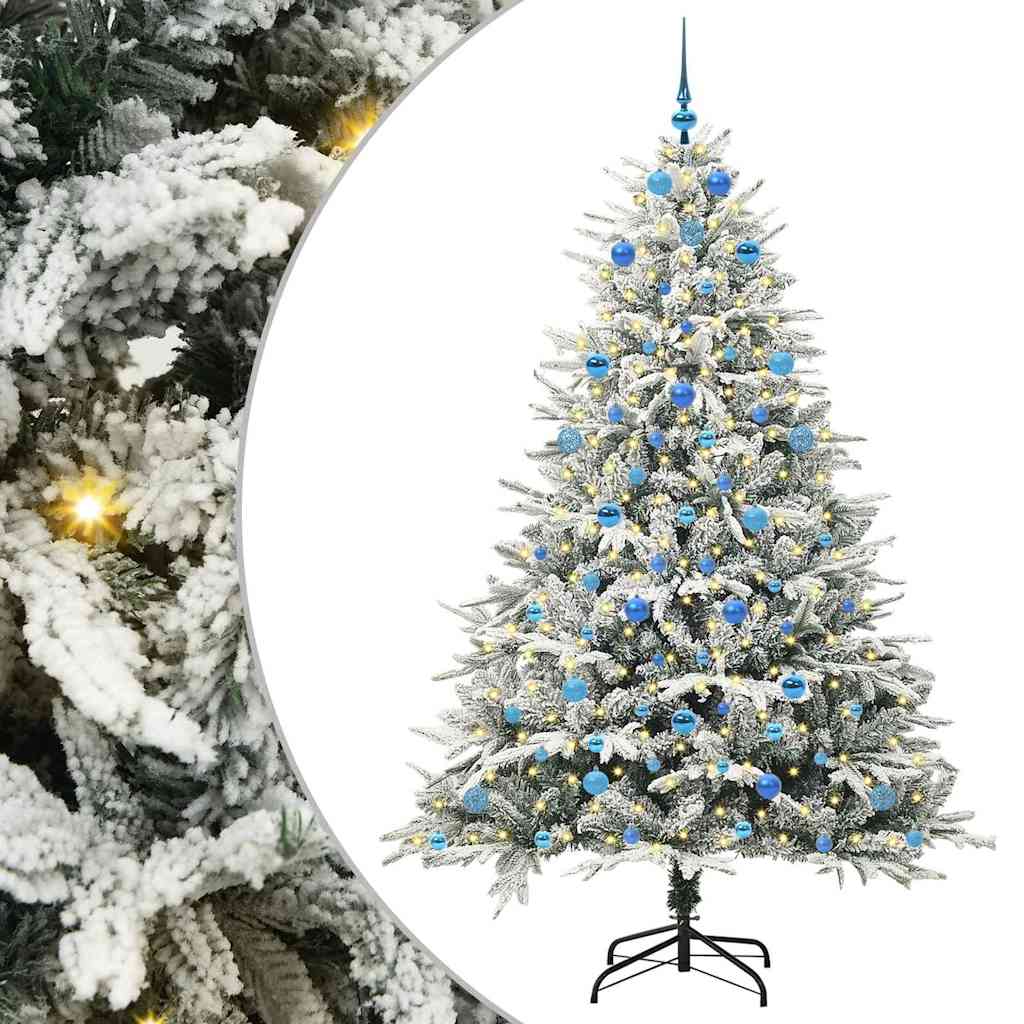 VidaXL sapin de Noël artificiel illuminé avec jeu de boules vert 210 cm