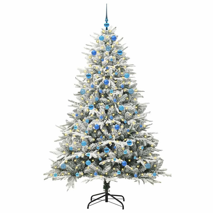 VidaXL sapin de Noël artificiel illuminé avec jeu de boules vert 210 cm