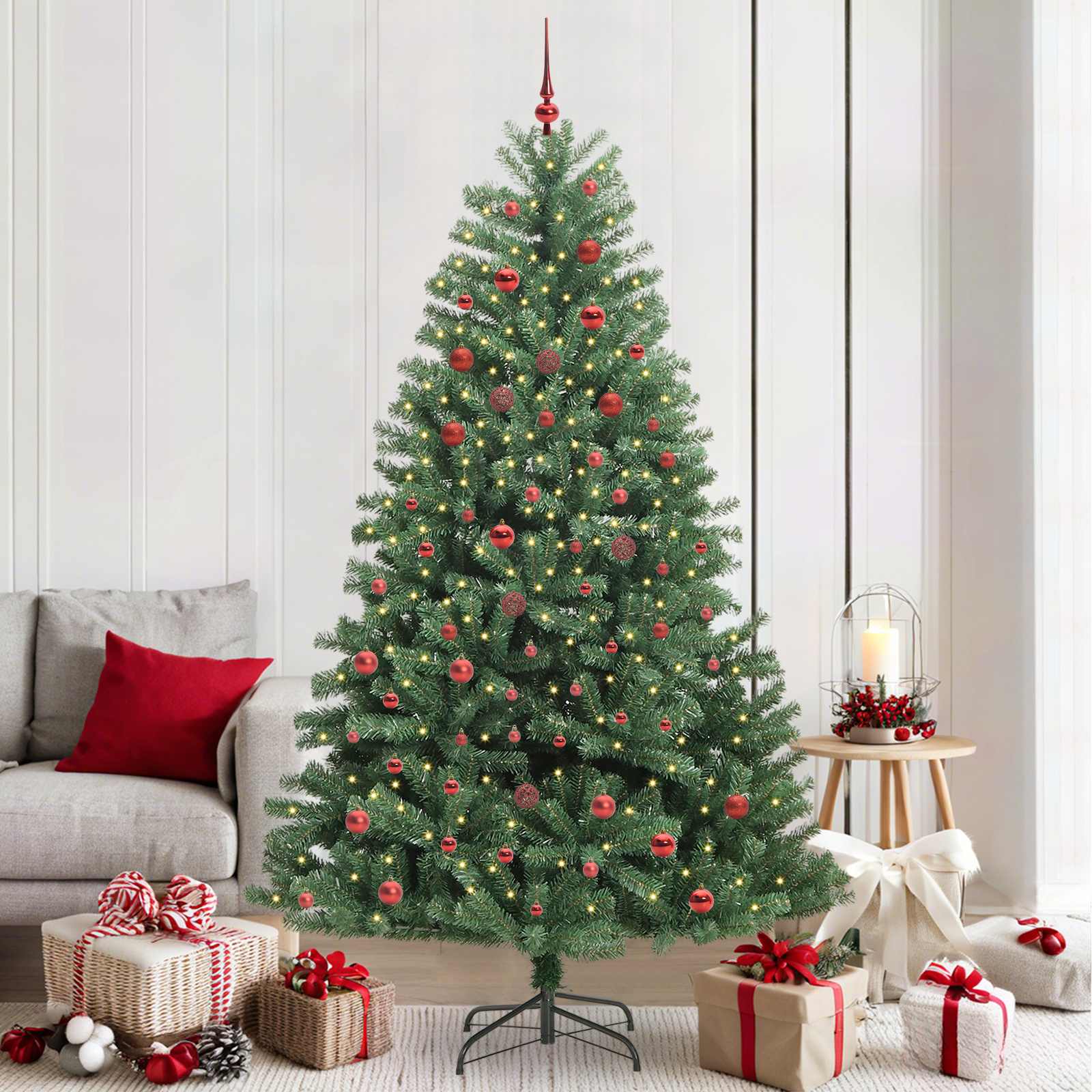 Vidaxx sapin de Noël artificiel pliant vert 210 cm PVC et métal