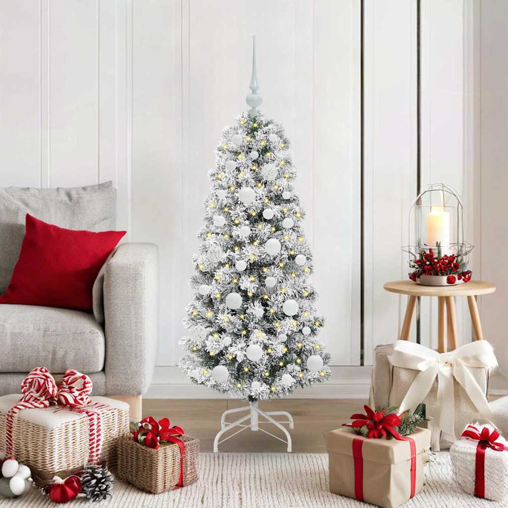 Vidaxx sapin de Noël artificiel pliant vert et blanc 120 cm