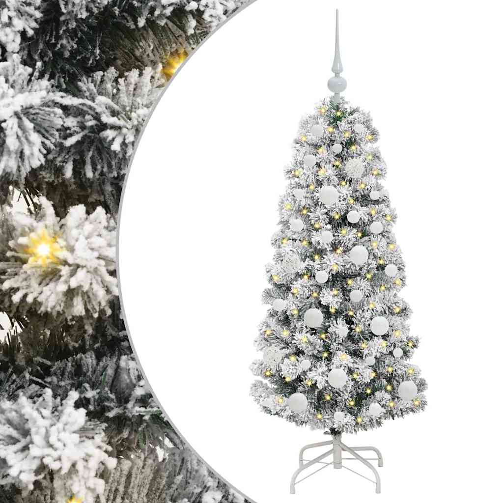 Vidaxx sapin de Noël artificiel pliant vert et blanc 120 cm