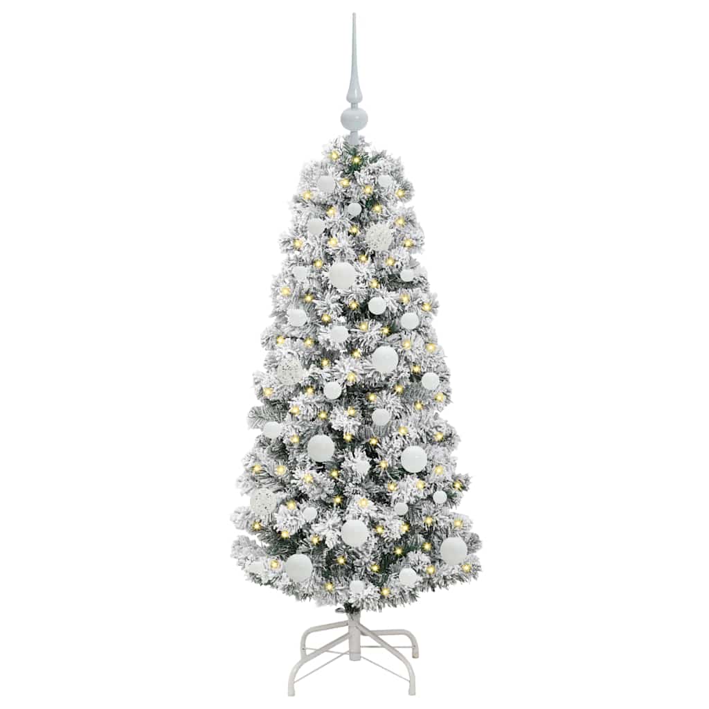 Vidaxx sapin de Noël artificiel pliant vert et blanc 120 cm