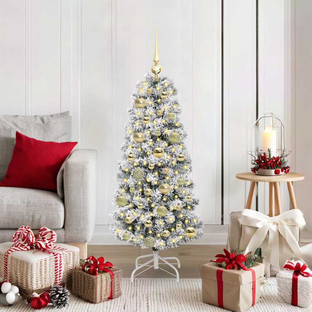 Vidaxx sapin de Noël artificiel pliant vert et blanc 120 cm