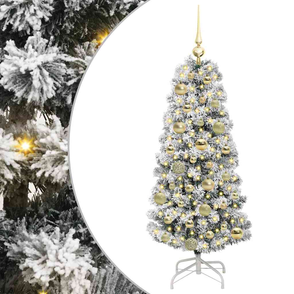Vidaxx sapin de Noël artificiel pliant vert et blanc 120 cm