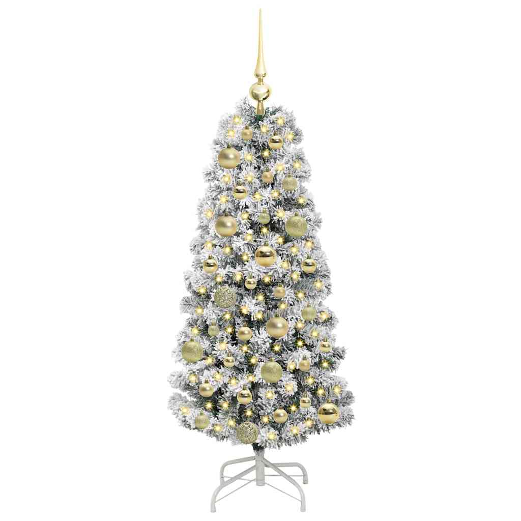 Vidaxx sapin de Noël artificiel pliant vert et blanc 120 cm