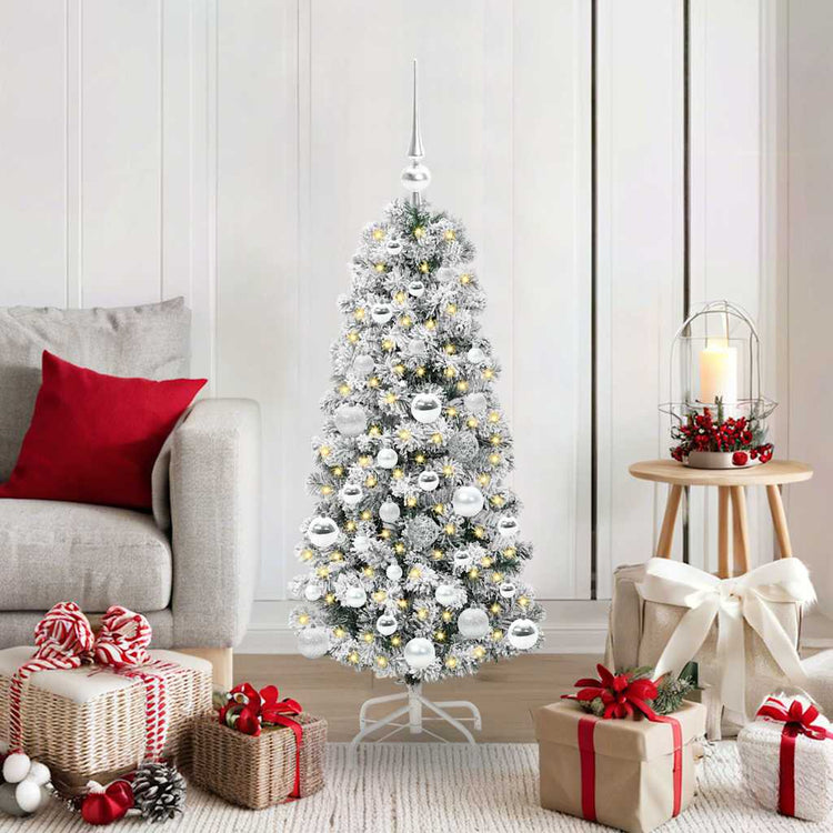 Vidaxx sapin de Noël artificiel pliant vert et blanc 120 cm
