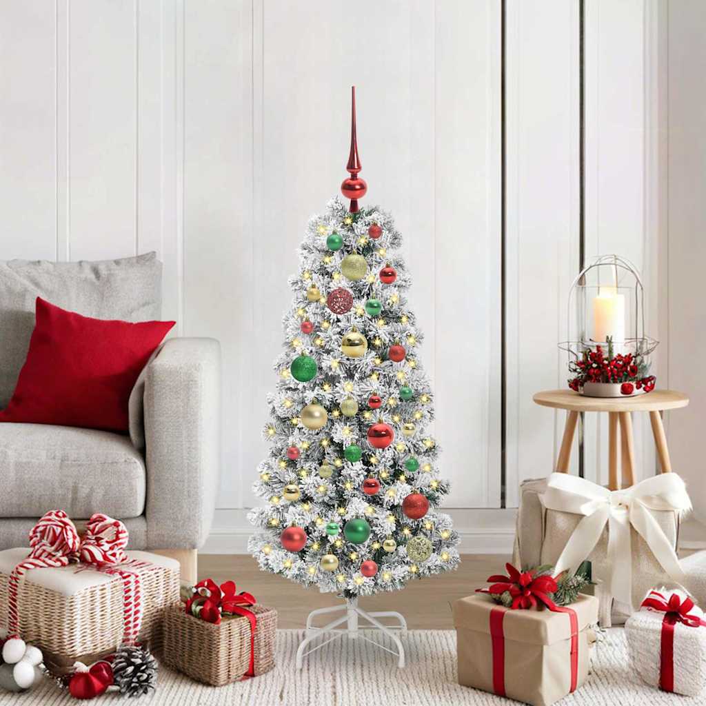 Vidaxx sapin de Noël artificiel pliant vert et blanc 120 cm