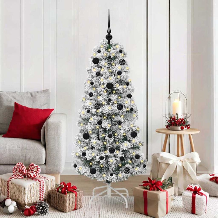 Vidaxx sapin de Noël artificiel pliant vert et blanc 150 cm