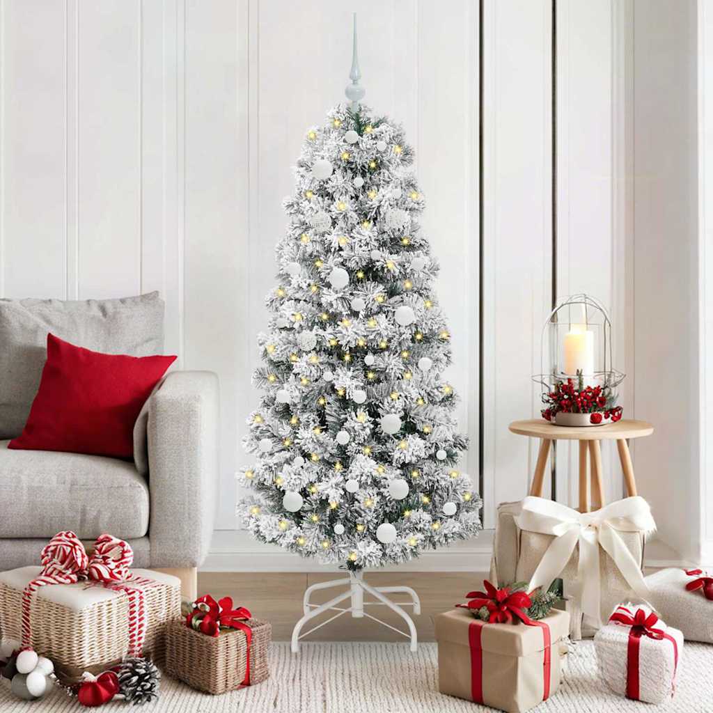 Vidaxx sapin de Noël artificiel pliant vert et blanc 150 cm