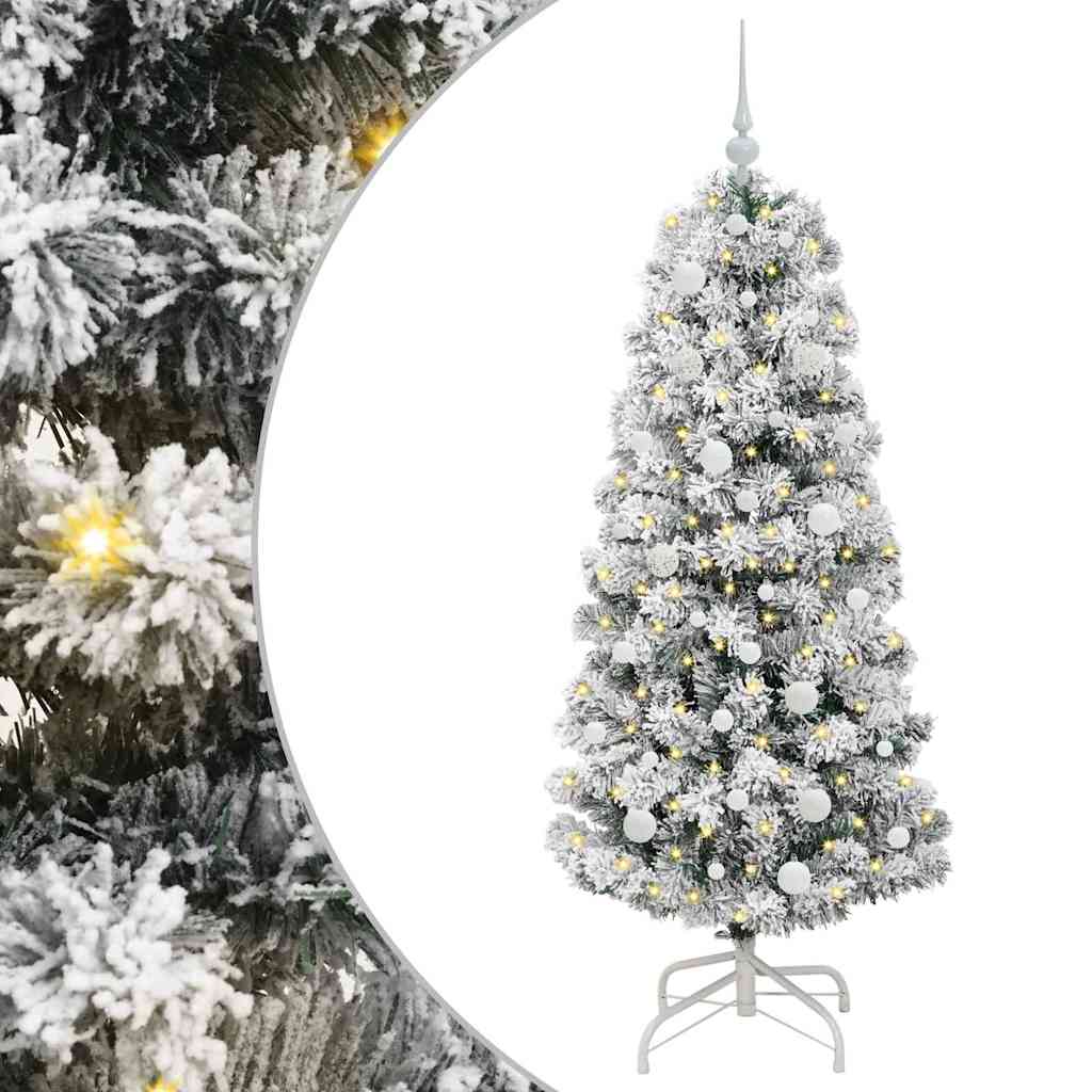 Vidaxx sapin de Noël artificiel pliant vert et blanc 150 cm