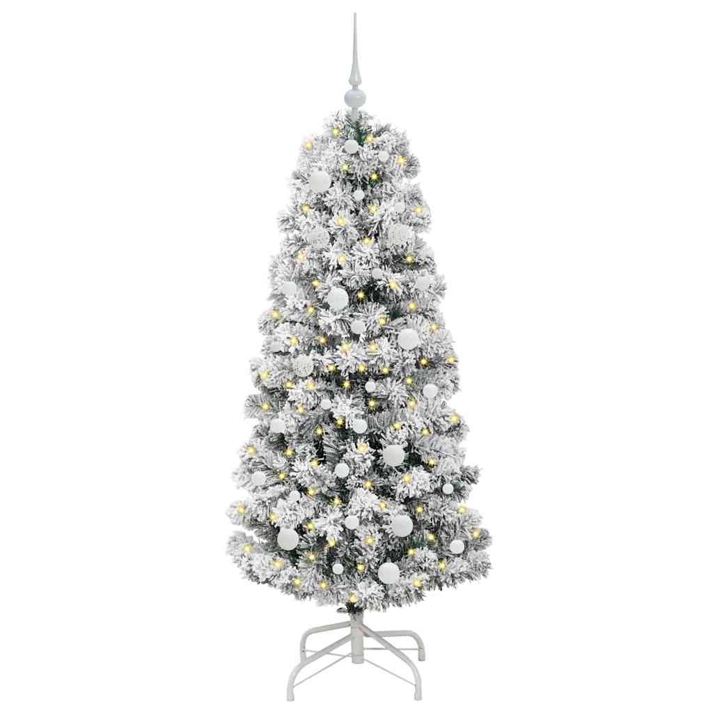 Vidaxx sapin de Noël artificiel pliant vert et blanc 150 cm