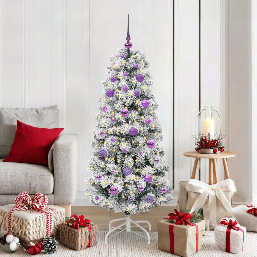 Vidaxx sapin de Noël artificiel pliant vert et blanc 150 cm