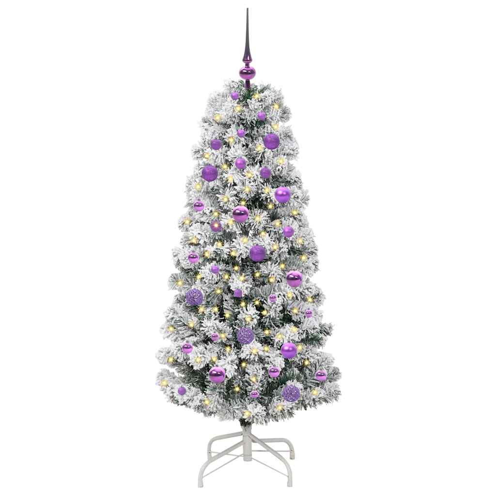 Vidaxx sapin de Noël artificiel pliant vert et blanc 150 cm