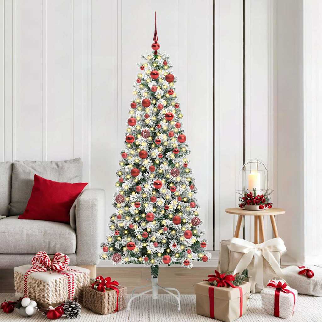 Vidaxx sapin de Noël artificiel pliant vert et blanc 180 cm