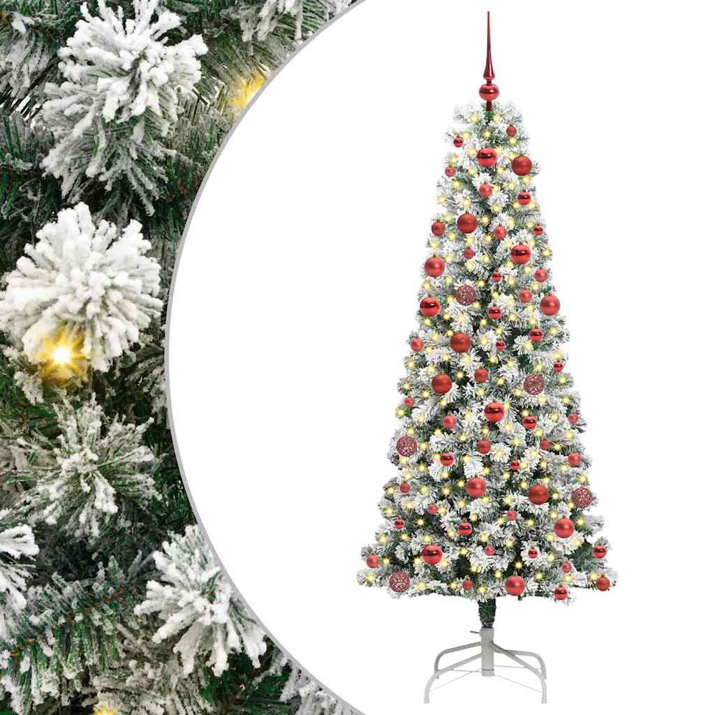 Vidaxx sapin de Noël artificiel pliant vert et blanc 180 cm
