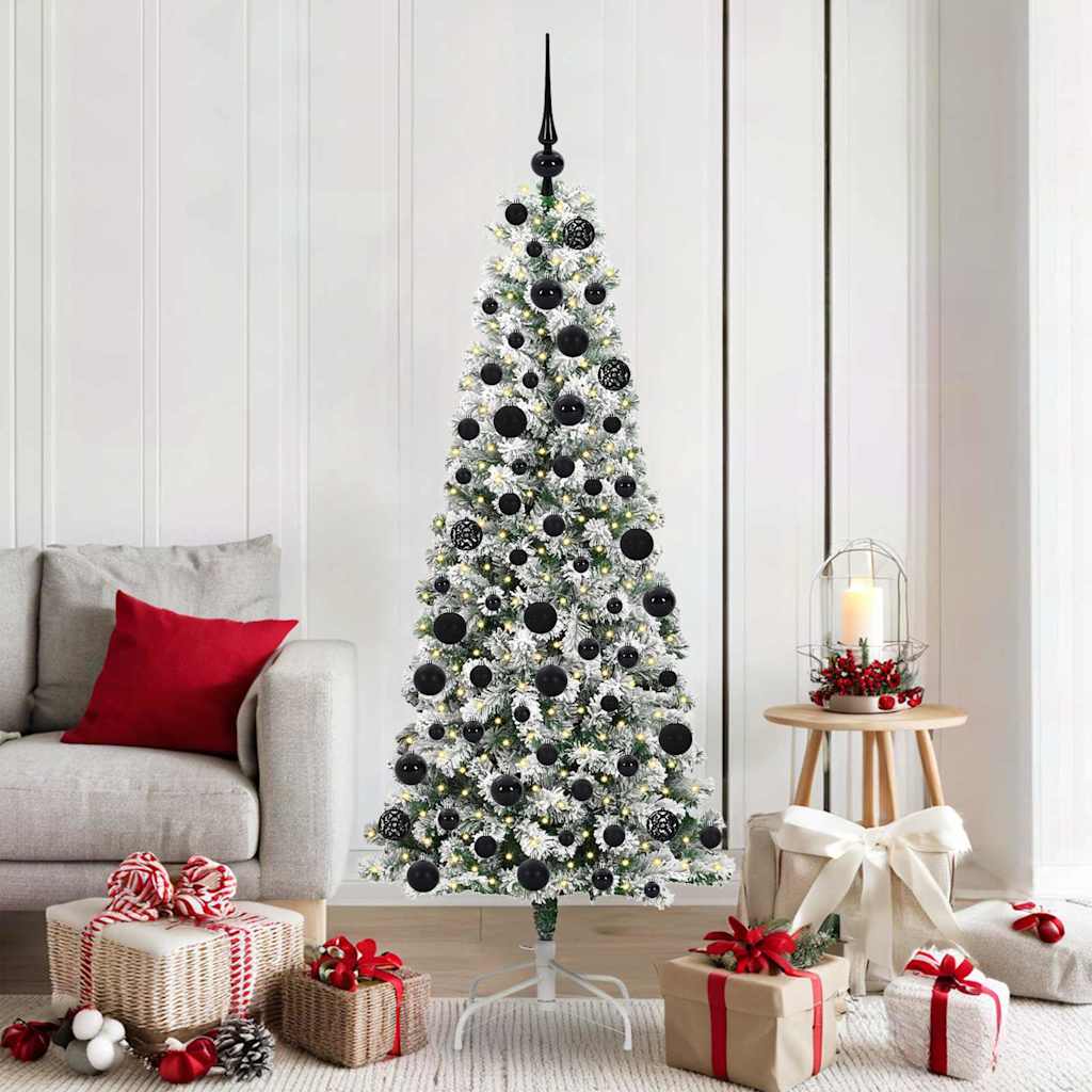 Vidaxx sapin de Noël artificiel pliant vert et blanc 180 cm