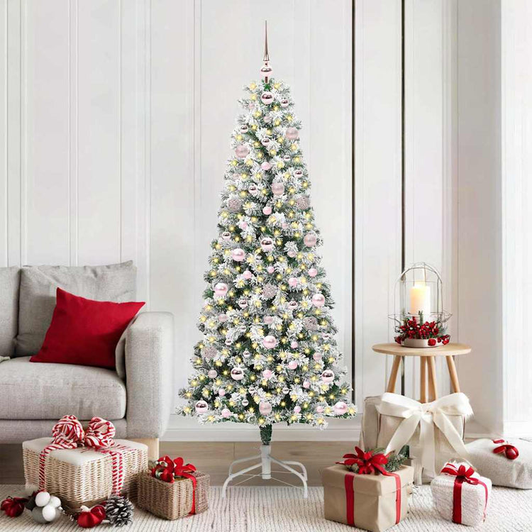 Vidaxx sapin de Noël artificiel pliant vert et blanc 180 cm