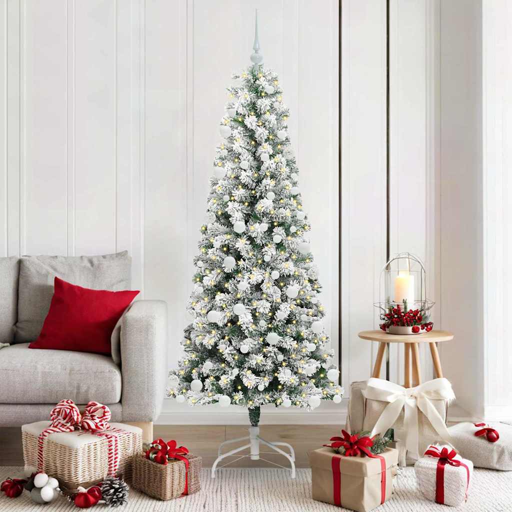 Vidaxx sapin de Noël artificiel pliant vert et blanc 180 cm