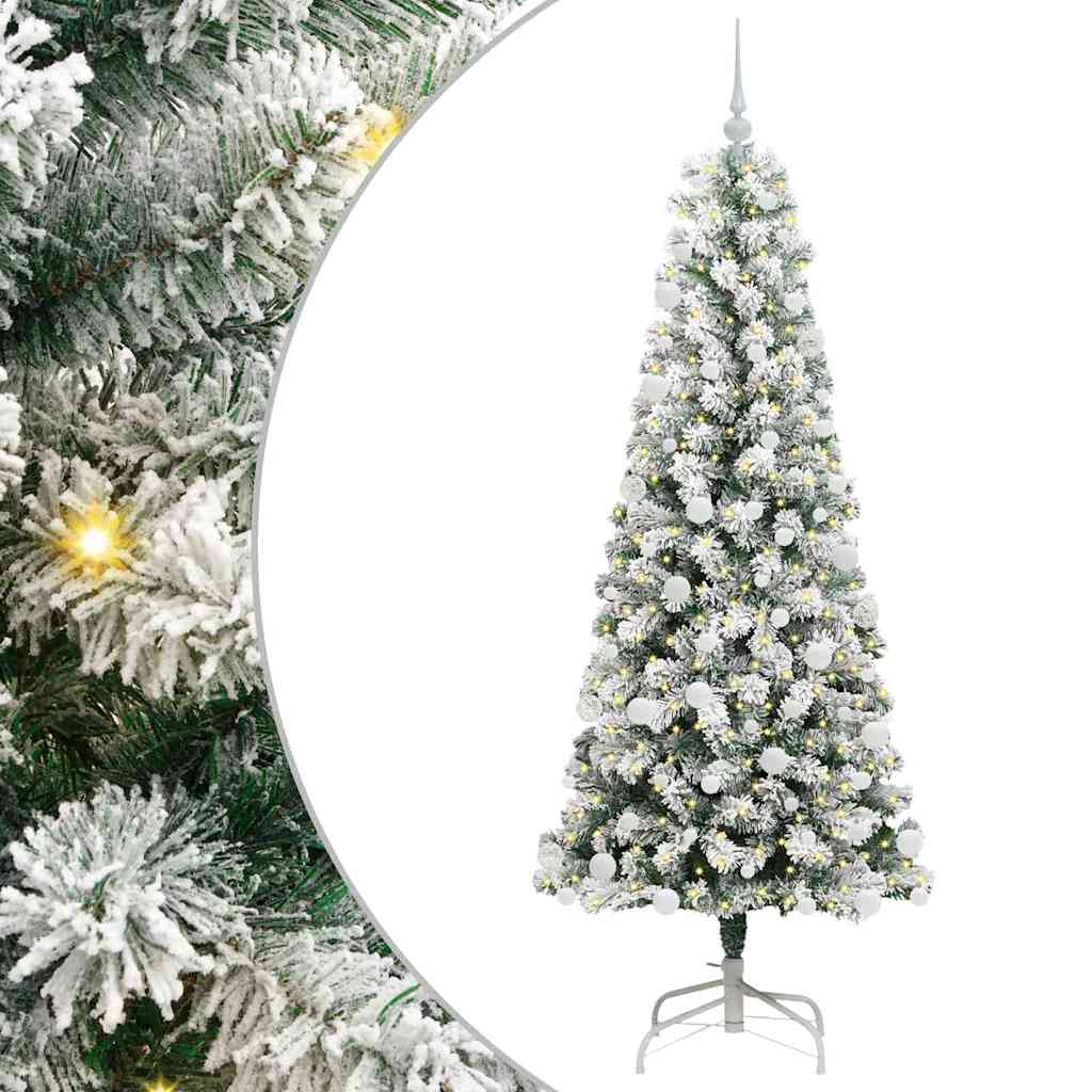 Vidaxx sapin de Noël artificiel pliant vert et blanc 180 cm