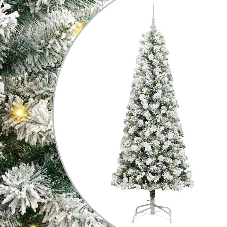 Vidaxx sapin de Noël artificiel pliant vert et blanc 180 cm