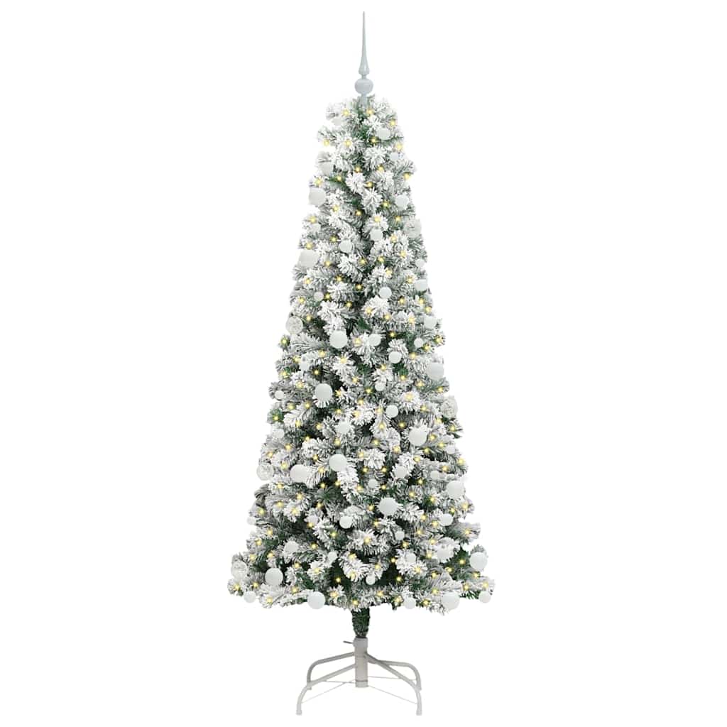 Vidaxx sapin de Noël artificiel pliant vert et blanc 180 cm