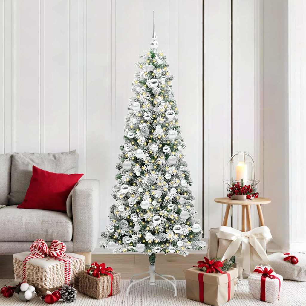 Vidaxx sapin de Noël artificiel pliant vert et blanc 180 cm
