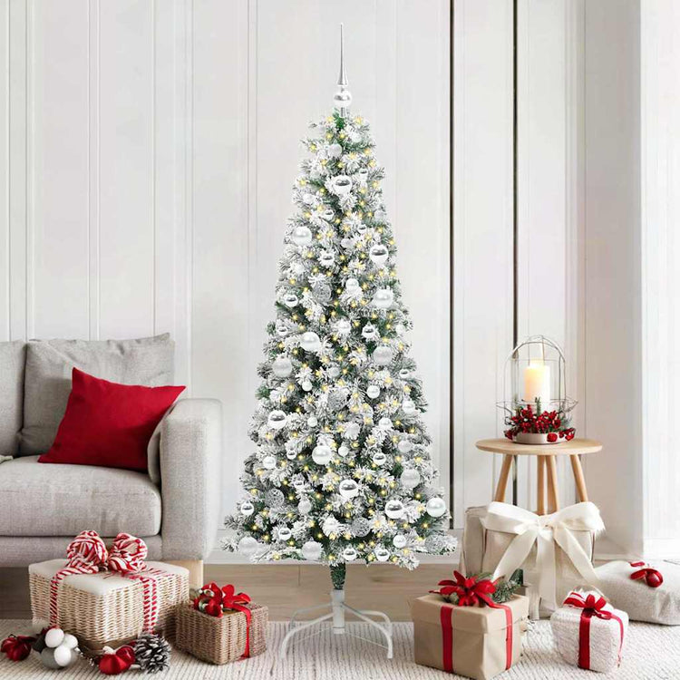 Vidaxx sapin de Noël artificiel pliant vert et blanc 180 cm