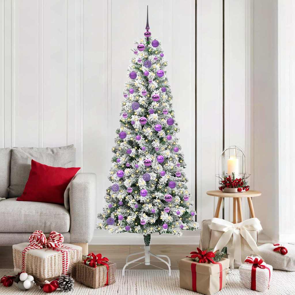 Vidaxx sapin de Noël artificiel pliant vert et blanc 180 cm