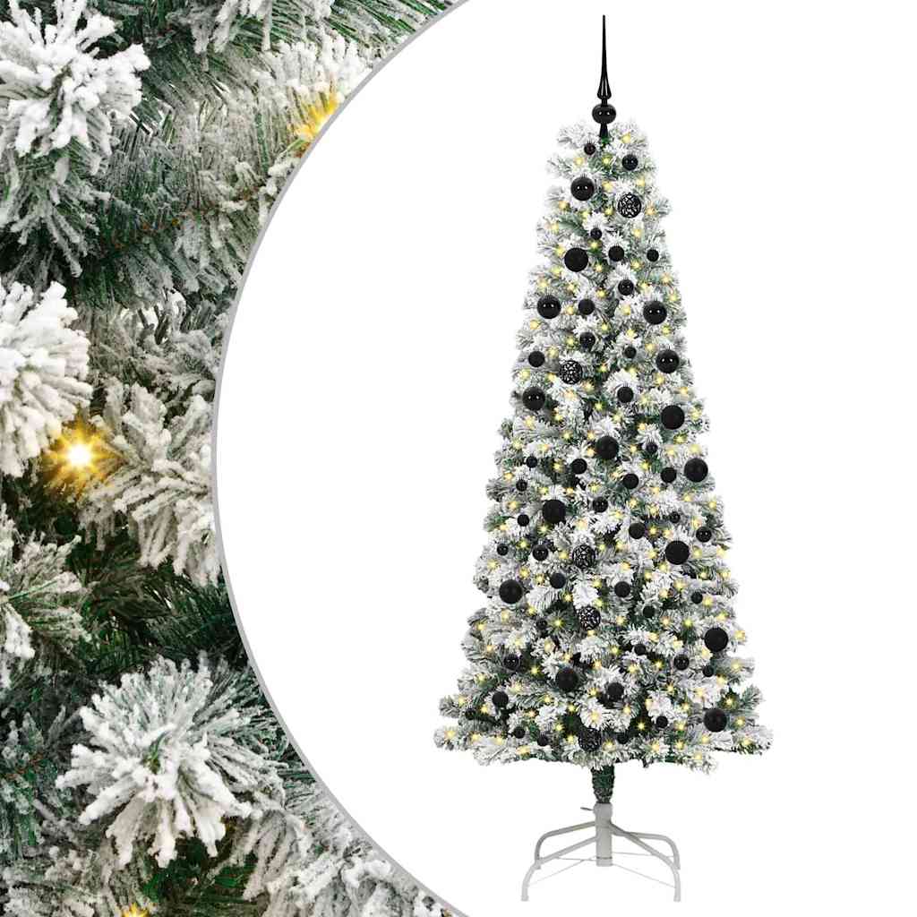 Vidaxx sapin de Noël artificiel pliant vert et blanc 210 cm