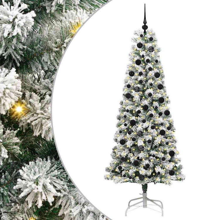 Vidaxx sapin de Noël artificiel pliant vert et blanc 210 cm
