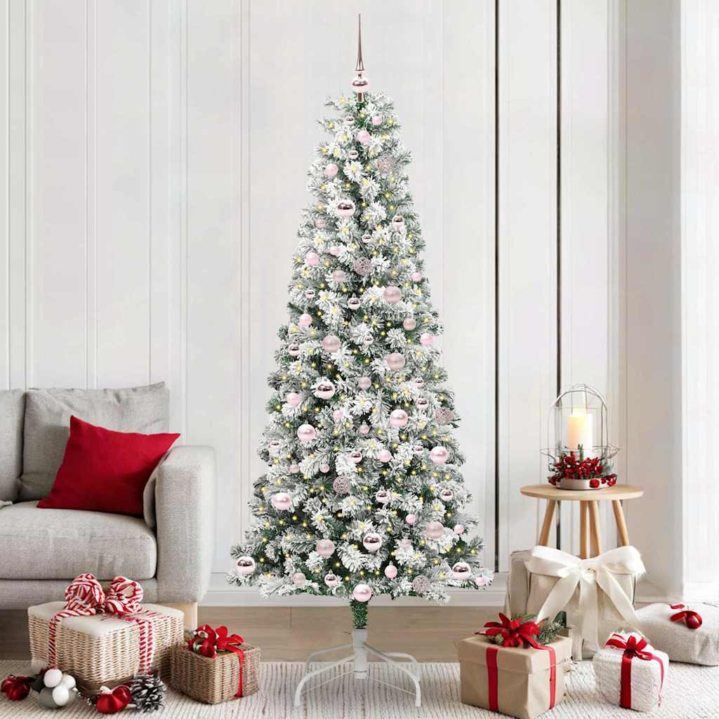 Vidaxx sapin de Noël artificiel pliant vert et blanc 210 cm