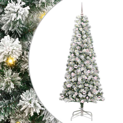 Vidaxx sapin de Noël artificiel pliant vert et blanc 210 cm
