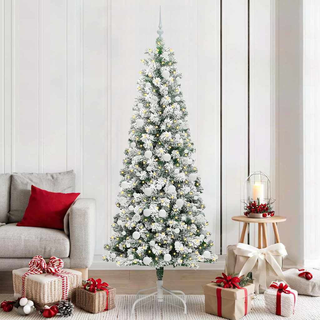 Vidaxx sapin de Noël artificiel pliant vert et blanc 210 cm