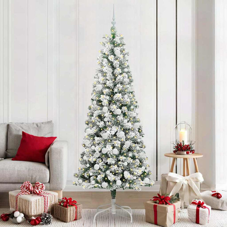 Vidaxx sapin de Noël artificiel pliant vert et blanc 210 cm