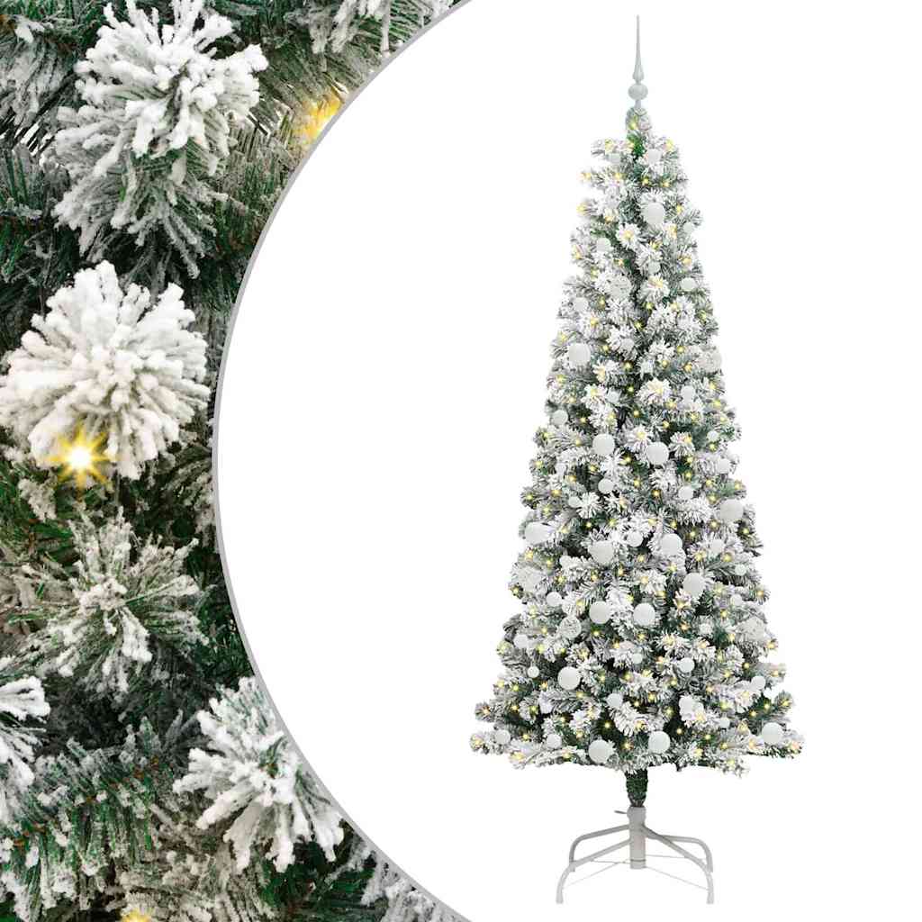 Vidaxx sapin de Noël artificiel pliant vert et blanc 210 cm