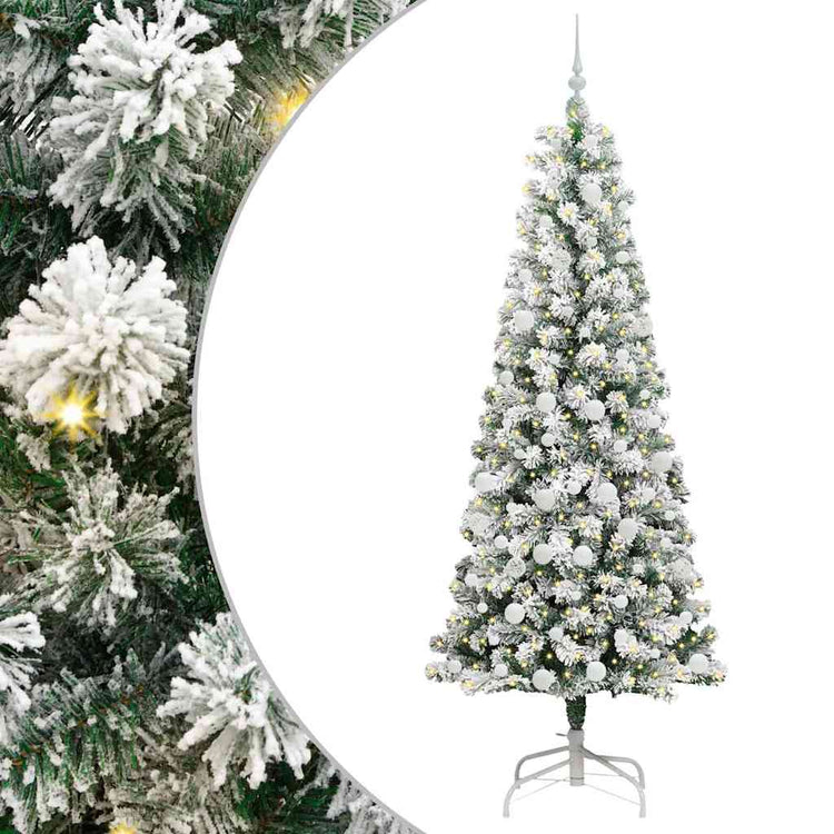 Vidaxx sapin de Noël artificiel pliant vert et blanc 210 cm
