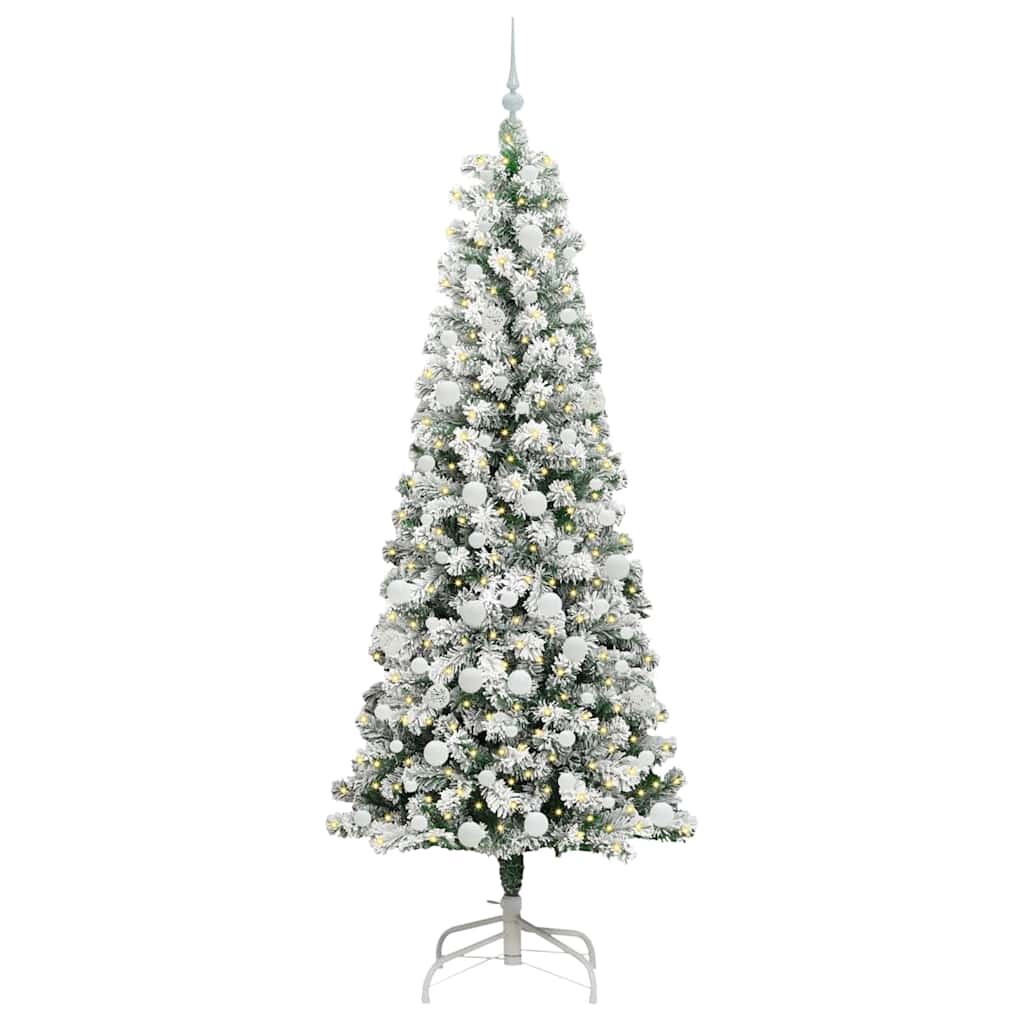 Vidaxx sapin de Noël artificiel pliant vert et blanc 210 cm