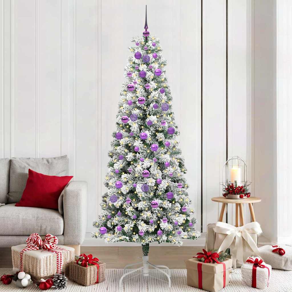 Vidaxx sapin de Noël artificiel pliant vert et blanc 210 cm