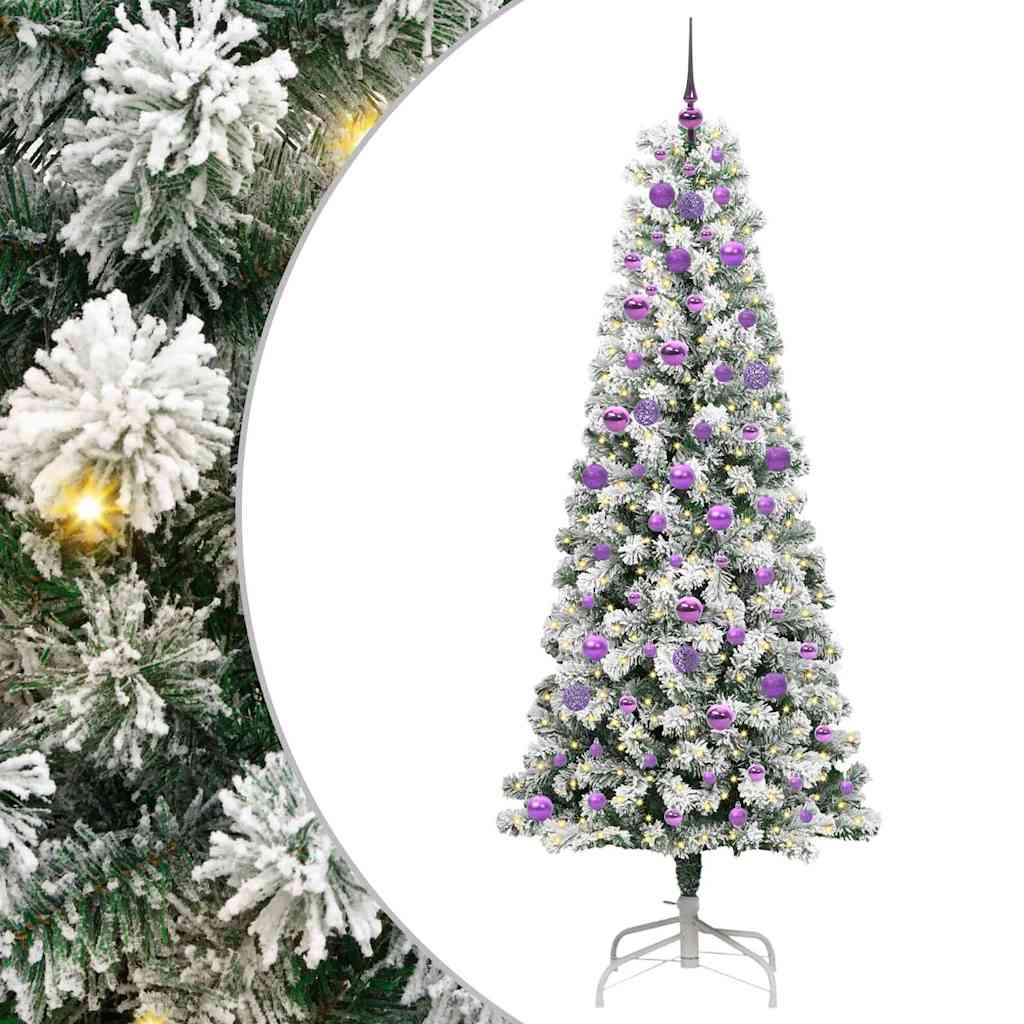 Vidaxx sapin de Noël artificiel pliant vert et blanc 210 cm